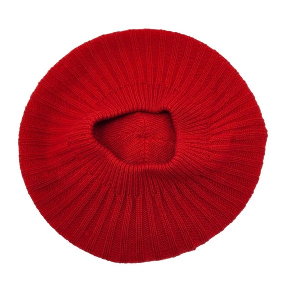 Vintage Red knit beret winter hat - Picture 7 of 8